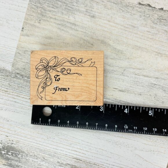 PSX Designs To From Christmas Gift Tag F395 Wood Mounted Rubber Stamp - Picture 5 of 5